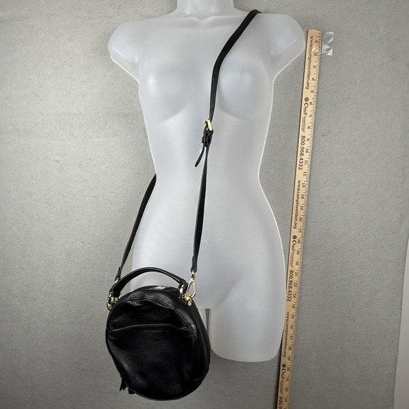 Vince Camuto Chica Round Black Genuine Pebble Leather Top Handle Crossbody Bag - Picture 10 of 12